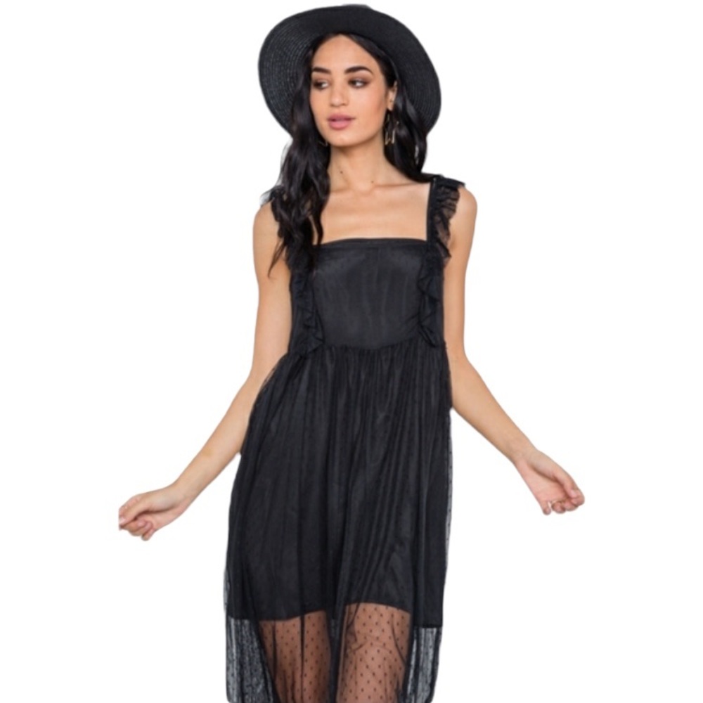 Anthropologie: Maeve black overlay lace dress